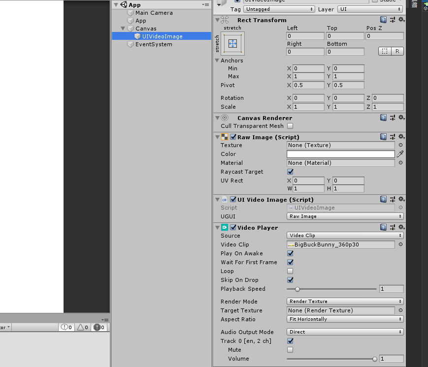 Unity3D：用VideoPlayer在UGUI上播放视频