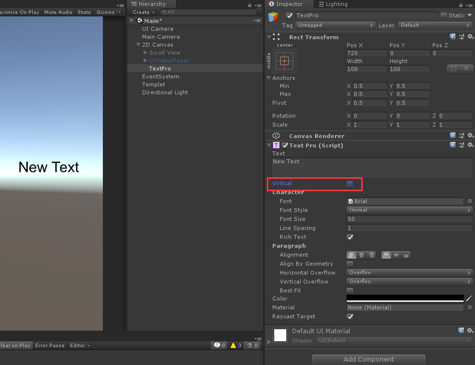 Unity3D:UGUI TextPro文本竖排显示文字-图片1