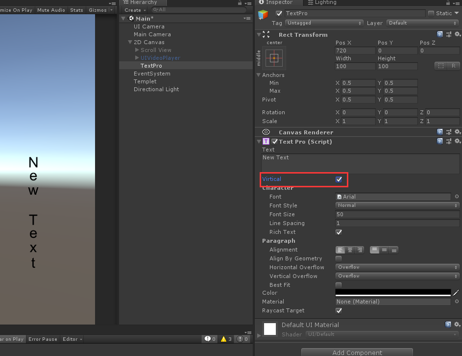 Unity3D:UGUI TextPro文本竖排显示文字-图片2