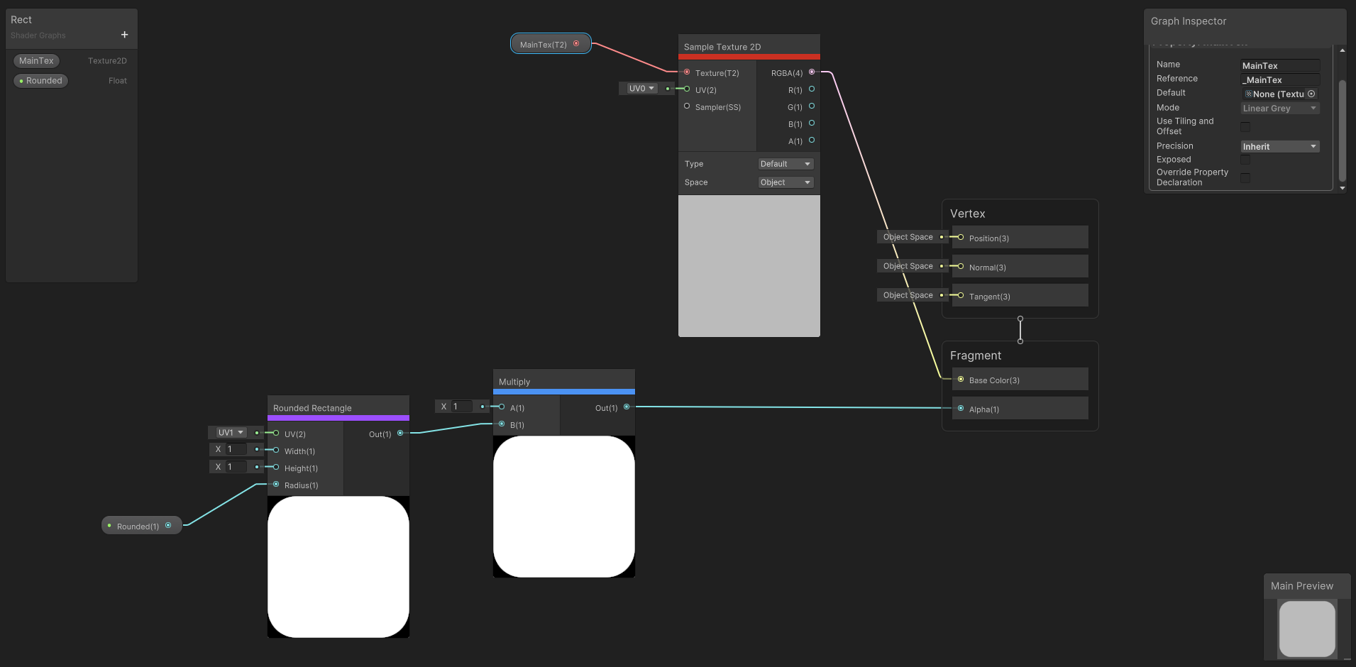 Unity3D：UGUI圆角矩形Image通过Shader实现
